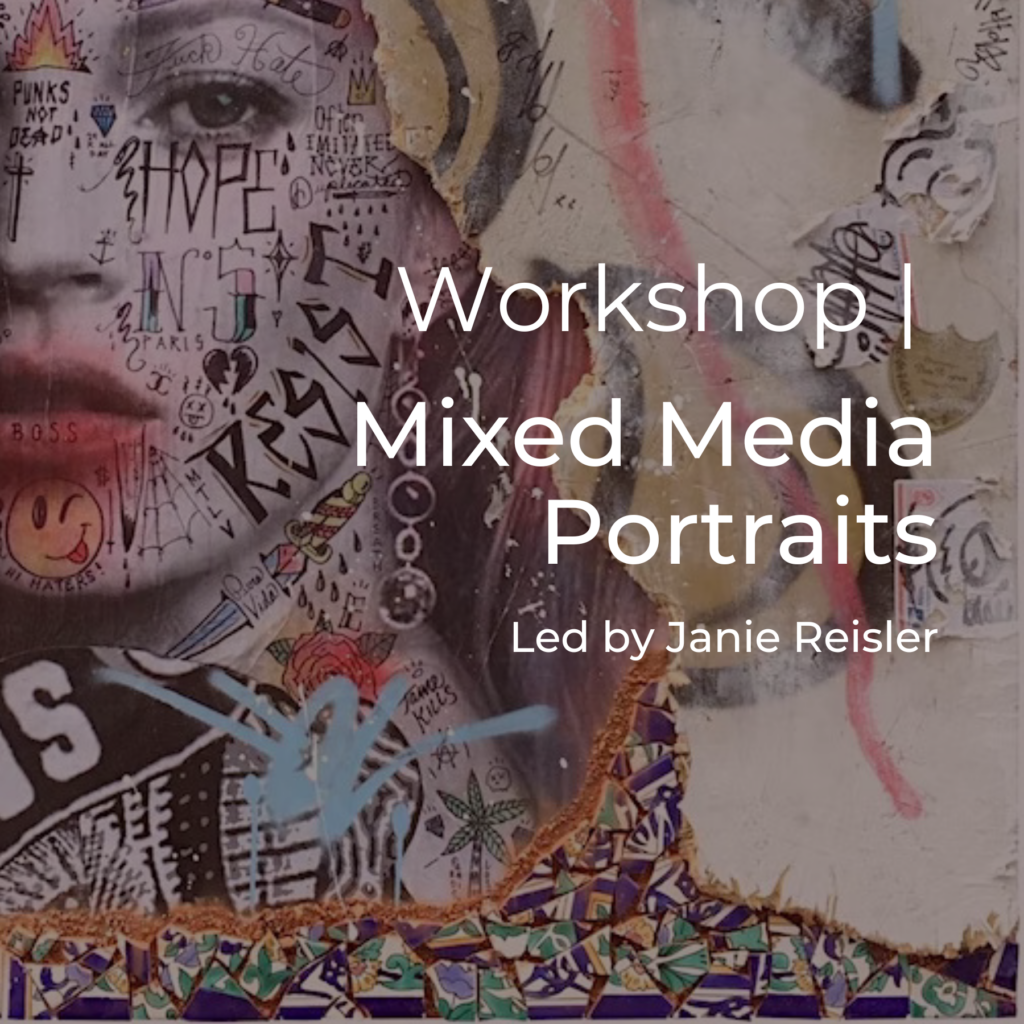 In this NEW WORKSHOP, we will focus on creating a self portrait or portrait, using mixed media elements with a Street Art Style.